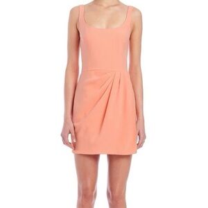 Amanda Uprichard Peach Sleeveless Ruched Mini Dress In Size L